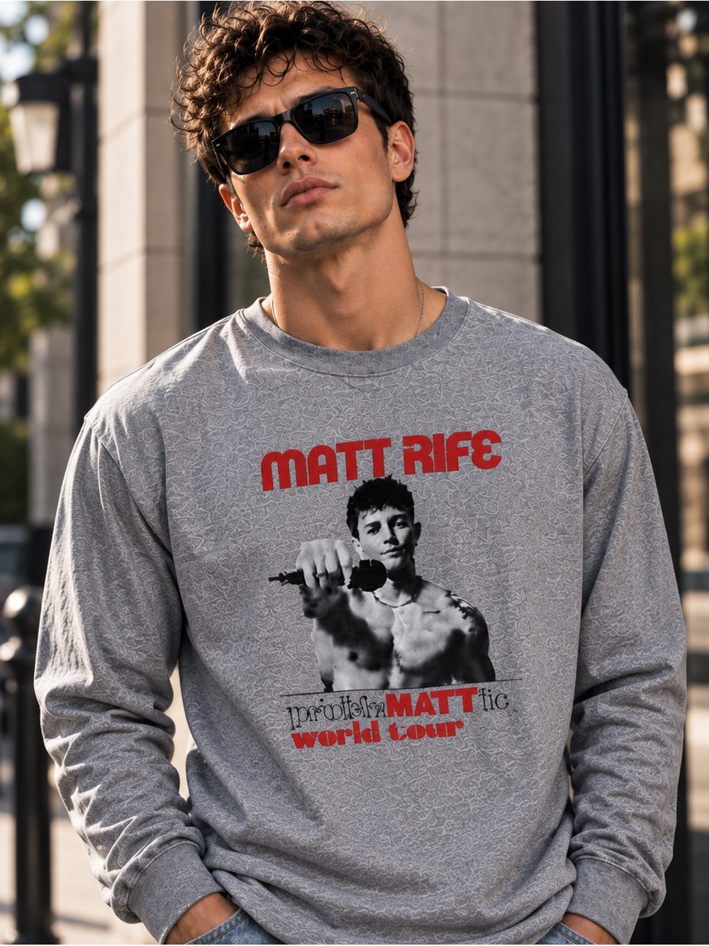 MATT RIFE ProbleMATTic 2023-2024 Tour Graphic Long Sleeve Tee Grey Comedian